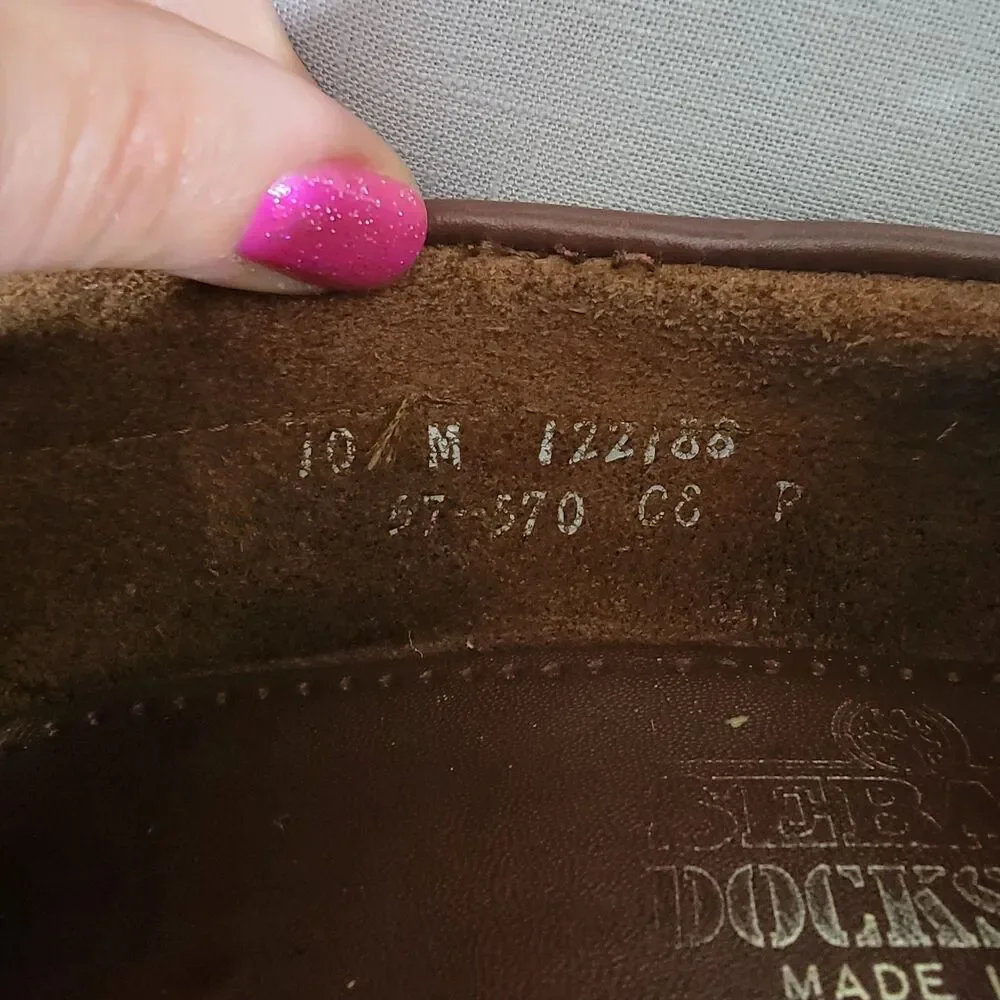 VTG Sebago Docksides Boat Shoes  Brown Leather Loafers Womens  10 M Made In USA